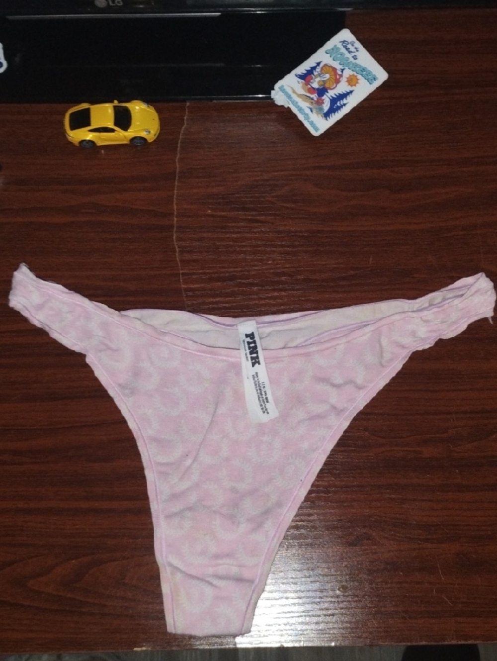 PINK Victoria's Secret Pale Pink/Blue/Black Floral Design Girls' Bikini Thong